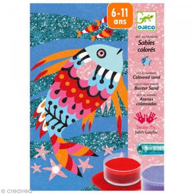 DJECO Coffret Sables et paillettes Arc-en-ciel de poissons 