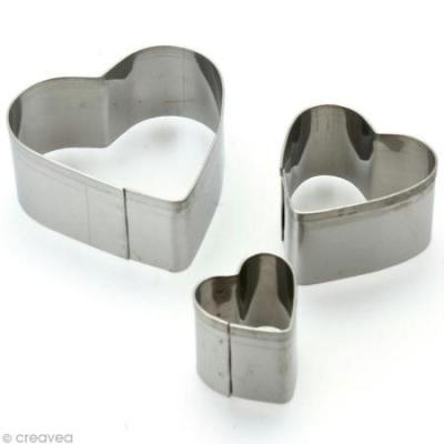 ART CREATIF Art Cr&eacute;atif Lot de 3 emporte-pi&egrave;ces en m&eacute;tal en Forme de c&oelig;ur