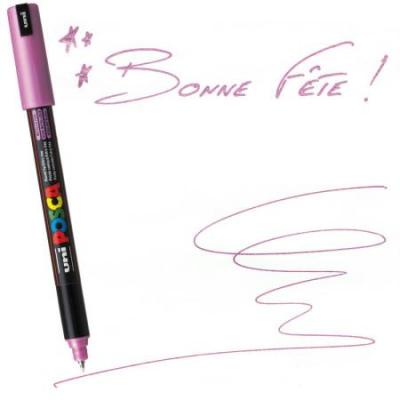 UNI BALL UNI-BALL Marqueur Pte calibr&eacute;e extra-fine POSCA PC1MR 0,7mm Rose M&eacute;tal