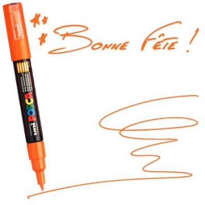 UNI BALL Marqueur - POSCA - Orange - Pointe Extra Fine 07/1mm - Tout support - Part &agrave; leau