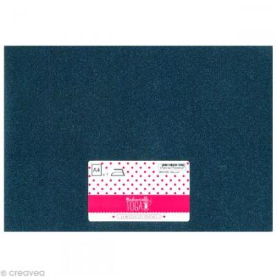 Flex thermocollant &agrave; paillettes - Bleu nuit - 30 x 21 cm - Toga