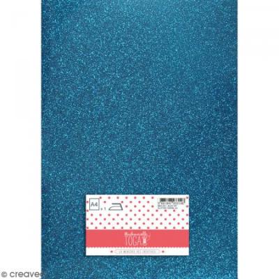 TOGA  MEG821 Tissu Paillet&eacute; Thermocollant Flex Bleu 21x30.5x0.1 cm
