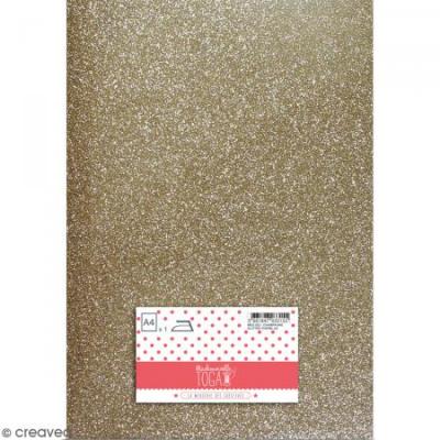 TOGA  MEG822 Tissu Paillet&eacute; Thermocollant Flex Beige 21x30.5x0.1 cm