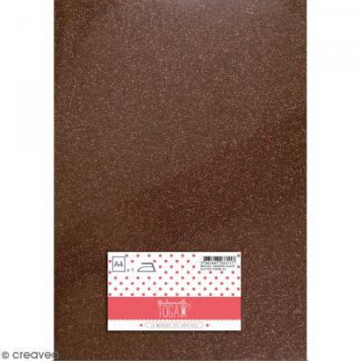 TOGA Flex thermocollant &agrave; paillettes - Marron glac&eacute; - 30 x 21 cm - 