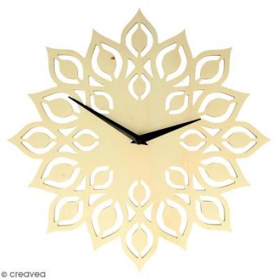 Horloge en bois fleur &oslash; 30 cm