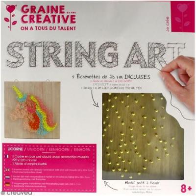 GRAINE CREATIVE ON A TOUS DU TALENT Coffret cadre en bois - string art - licorne #0