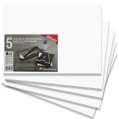 CLAIREFONTAINE  Carton Mousse lot 5 feuilles A3 5mm - Blanc - Lot de 2