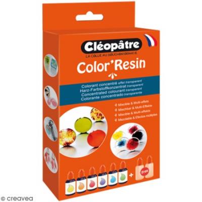 CLEOPATRE Pigment colorant Color'Resin - 6 coul et 2 flacons vides - Cl&eacute;op&acirc;tre