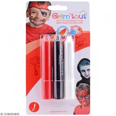  GRIM'TOUT Set de 3 Grimsticks de maquillage - Pirate & Zombie