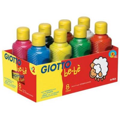 GIOTTO S GIOTTO be-b&egrave; Lot de 8 peintures gouaches 250 ml - Couleurs assorties