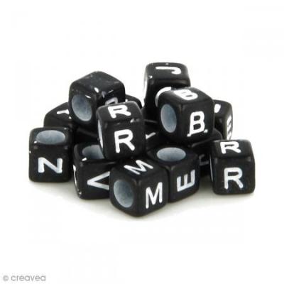 ARTEMIO Perle D&eacute; Alphabet 6mm noir et blanc 300 pi&egrave;ces