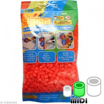 HAMA Sachet de 1000 perles a repasser  midi cerise fluorescent - loisirs creatifs - 207-33 