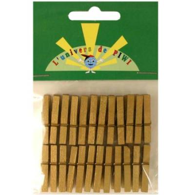 PW INTERNATIONAL Pinces &agrave; linge mini dor&eacute;es 3 cm x 24 - Graine Cr&eacute;ative - couleur variant