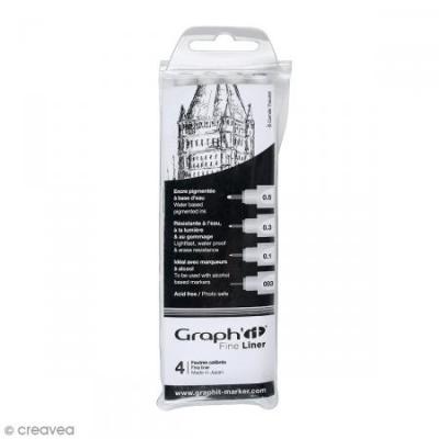 GRAPH IT Pochette de 4 feutres fins noirs - Graph'it Fine liner