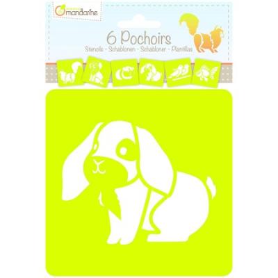 AVENUE MANDARINE Avenue Mandari Set De 6 Pochoirs Enfants, Animaux Familiers