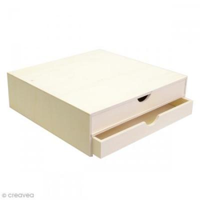 ARTEMIO Bloc en bois deux tiroirs 34,5x34x10cm - Art&eacute;mio Marron