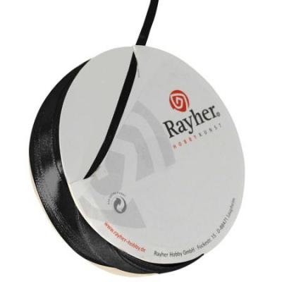 RAYHER  5521201 Ruban en satin, 3 mm, SB de rouleau de 10 m, noir
