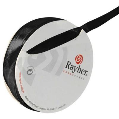 RAYHER  5521401 Ruban en satin, 10 mm, SB de rouleau de 10 m, noir