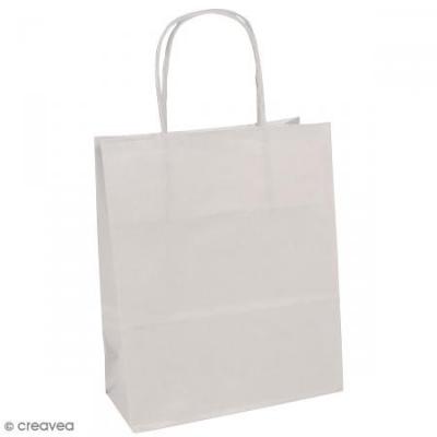 Sac en papier Kraft blanc - 16 x 21 x 8 cm - 25 pcs