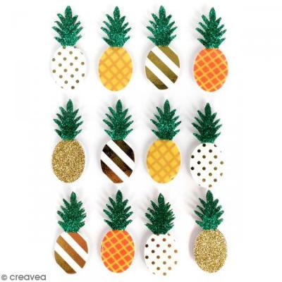 GRAINE CREATIVE ON A TOUS DU TALENT Stickers 3D Ananas - 12 autocollants - Graine Cr&eacute;ative - couleur variant