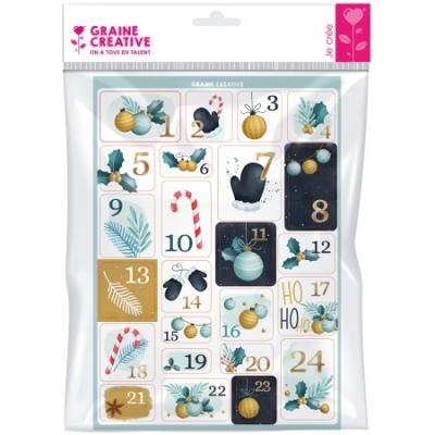  Stickers Calendrier de l'Avent - Chic - 24 pcs - Graine Cr&eacute;ative - couleur variant