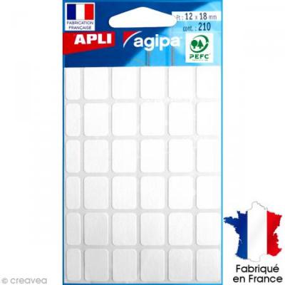 AGIPA  &Eacute;tiquettes Blanches En Pochette Ft 12 X 18 Mm, 210 Pi&egrave;ces, 30 Par Feuille