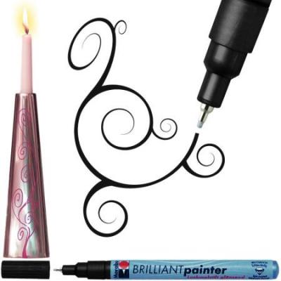 MANUTAN Marabu Brilliant Stylo de peintre (pointe 0,8 mm) &ndash; 073 Noir