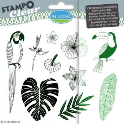 ALADINE Tampon clear  - Jungle - Planche 15 x 12,5 cm - 10 Stampo'clear