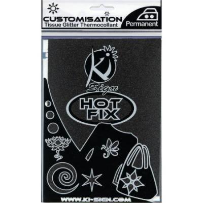 KI SIGN Tissu thermocollant paillet&eacute; - Noir