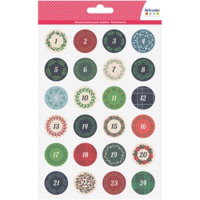 ARTEMIO Feuille de d&eacute;calcomanie pour textile ronds calendrier de l'Avent - 