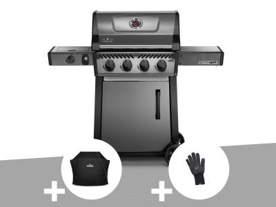 NAPOLEON Barbecue &agrave; gaz Freestyle F425SIB - 4 br&ucirc;leurs + Sizzle Zone + Housse de protection + Gant anti-chaleur -  