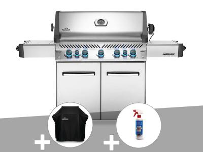 NAPOLEON Barbecue &agrave; gaz  Prestige 665 inox + Housse de protection + Nettoyant grill 3 en 1