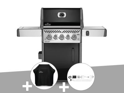 NAPOLEON Barbecue &agrave; gaz  Rogue SE 425 SIB noir 3 br&ucirc;leurs + Housse de protection + R&ocirc;tissoire