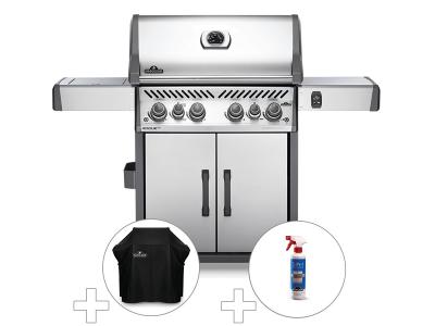 NAPOLEON Barbecue &agrave; gaz  Rogue 525 inox + Housse de protection + Nettoyant grill 3 en 1