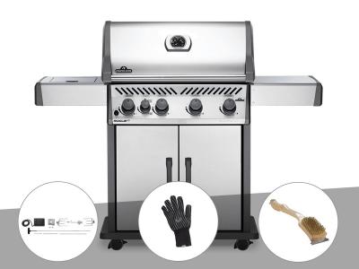 NAPOLEON Barbecue &agrave; gaz  Rogue XT 525 SIB + R&ocirc;tissoire + Gant r&eacute;sistant &agrave; la chaleur + Brosse &agrave; grill