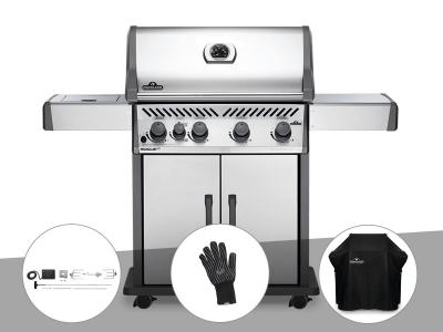 NAPOLEON Barbecue &agrave; gaz  Rogue 525 + R&ocirc;tissoire + Gant r&eacute;sistant &agrave; la chaleur + Housse de protection