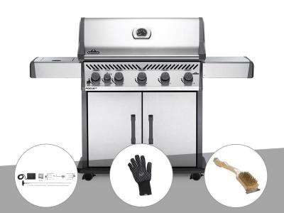 NAPOLEON Barbecue &agrave; gaz  Rogue XT 625 SIB + R&ocirc;tissoire + Gant r&eacute;sistant &agrave; la chaleur + Brosse &agrave; grill