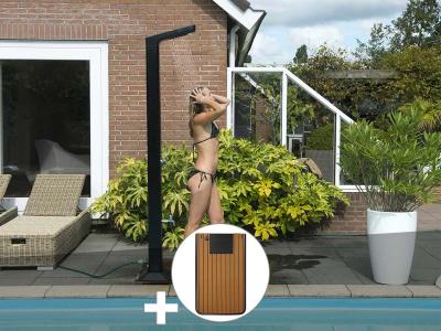 UBBINK Douche solaire 35 l Solaris Premium led + Plancher solaire Bois Teck 