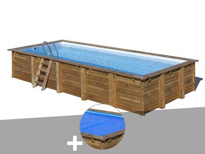 GRE Kit piscine bois sunbay braga 8,15 x 4,20 x 1,46 m + b&acirc;che &agrave; bulles