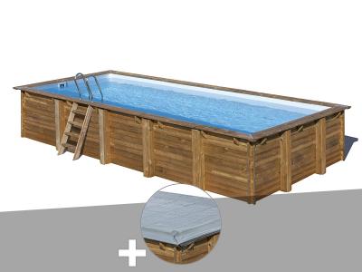 GRE Kit piscine bois Gr&eacute; Braga 8,15 x 4,20 x 1,46 m + B&acirc;che hiver - Bois