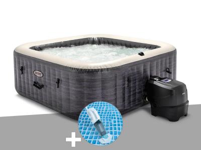 INTEX Kit spa gonflable  PureSpa Ardoise carr&eacute; Bulles 6 places + Aspirateur
