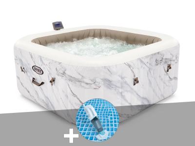 INTEX Kit spa gonflable PureSpa Calacatta carr&eacute; Bulles 4 places + Aspirateur