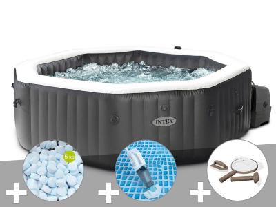 INTEX Kit Spa Gonflable  Purespa Carbone Octogonal Bulles Et Jets 4 Places