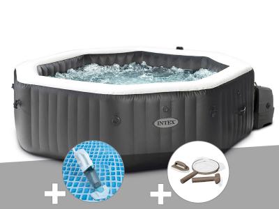 INTEX Kit Spa Gonflable  Purespa Carbone Octogonal Bulles Et Jets 4 Places