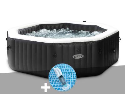 INTEX Kit spa gonflable  PureSpa Carbone octogonal Bulles et Jets 6 places + Aspirateur