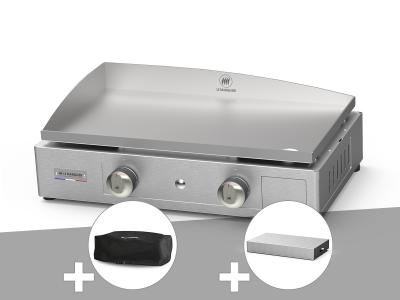 LE MARQUIER La Plancha Inox 260 gaz avec housse de protection + couvercle - 