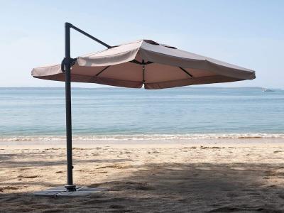 JARDILINE Parasol excentr&eacute; carr&eacute; TRINIDAD 3 x 3 m Multipositions. Taupe