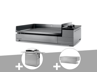 FORGE ADOUR Plancha gaz premium 60 inox avec chariot et couvercle - 