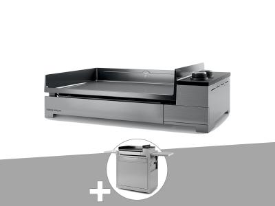 FORGE ADOUR  - Plancha gaz Premium 60 inox avec chariot Gris