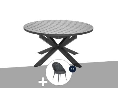 JARDILINE  Table jardin ronde alu gris Palma